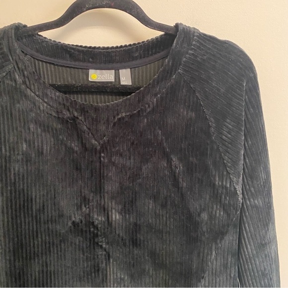 NWT Zella Plush Corduroy Crewneck Sweatshirt in Black Size Medium - Picture 4 of 12